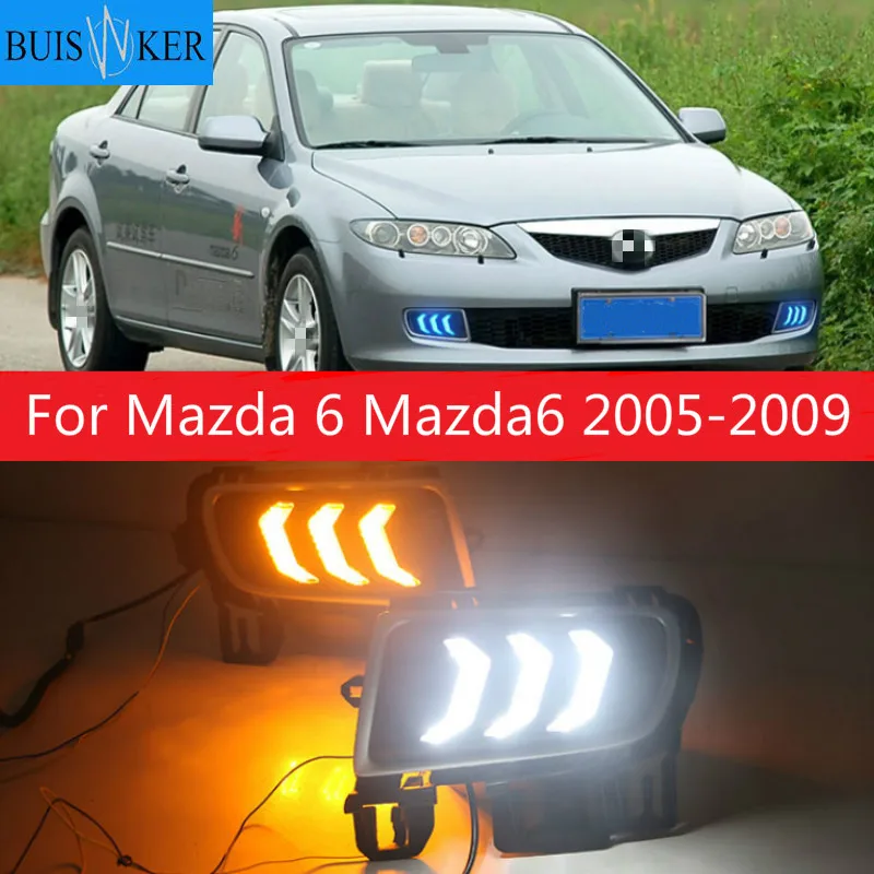 

2pcs For Mazda 6 Mazda6 2005-2009 LED DRL Daytime Running Light Daylight Waterproof Turn Signal lamp