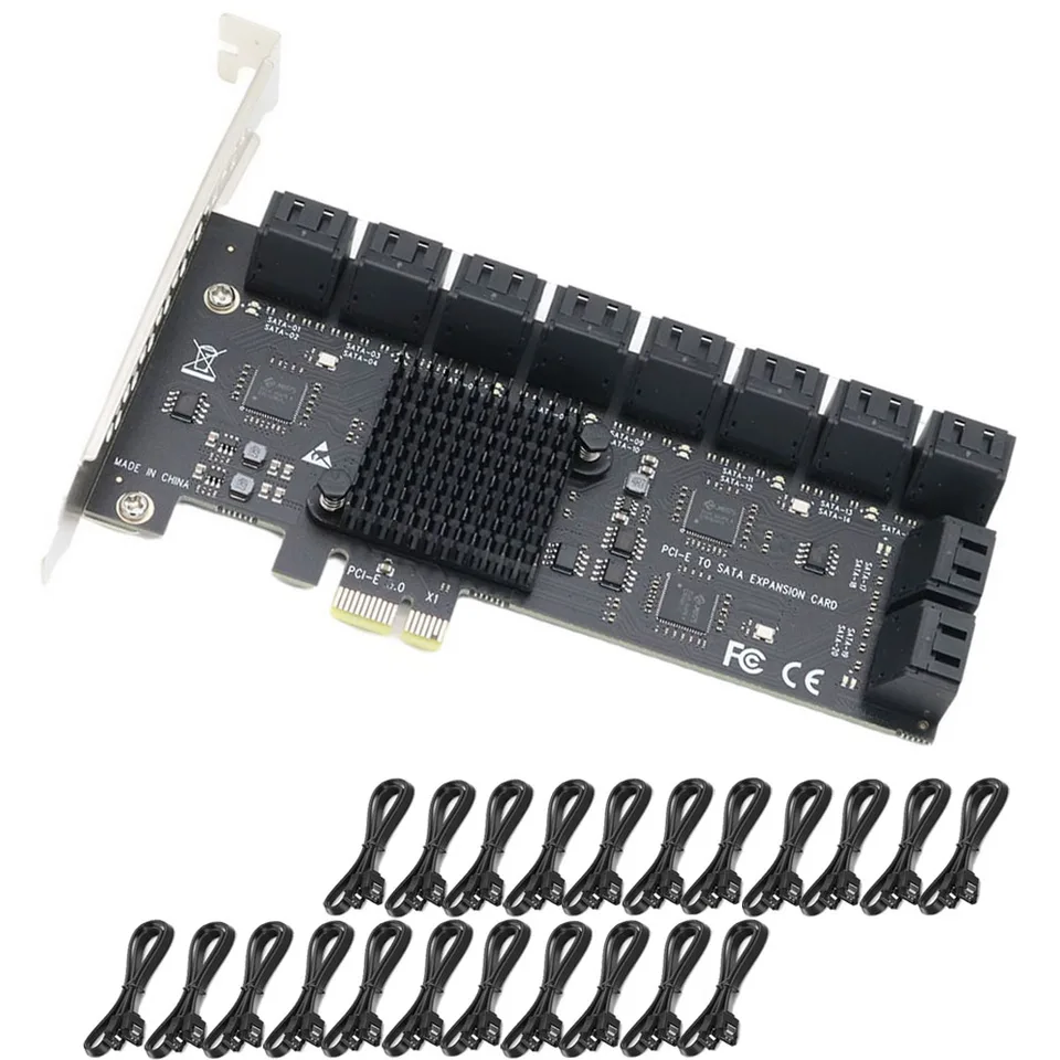 PCIE SATA Card 12/16/20 Ports 6Gb SATA 3.0 PCIe Card, PCIe To SATA