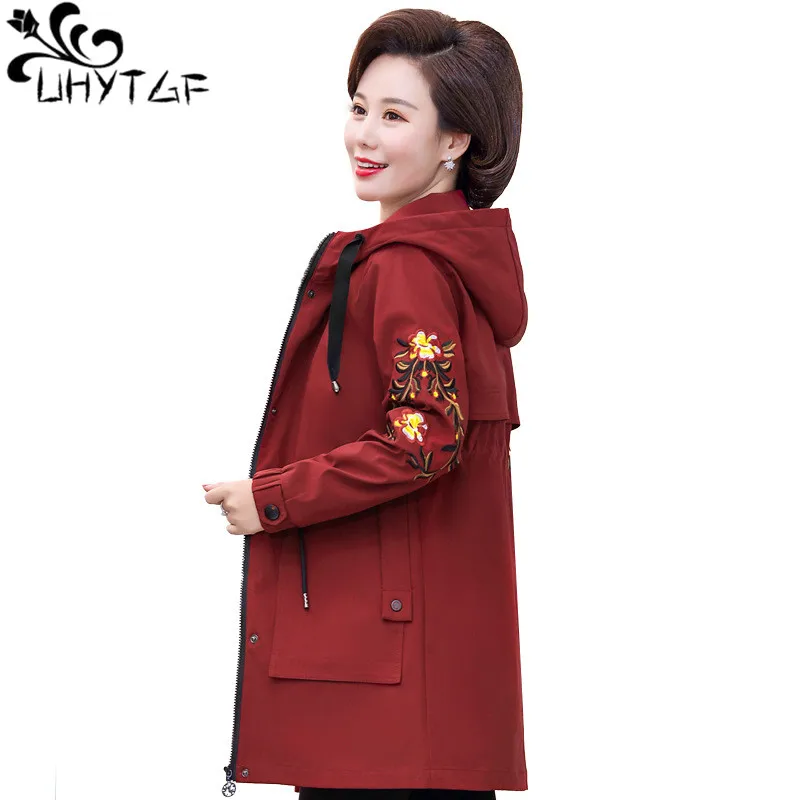 

UHYTGF Women Basic Jackets 2022 Splice Spring Autumn Jacket Female Casual Long Sleeves Coats 4XL Big Size Mother Coats Tops 264