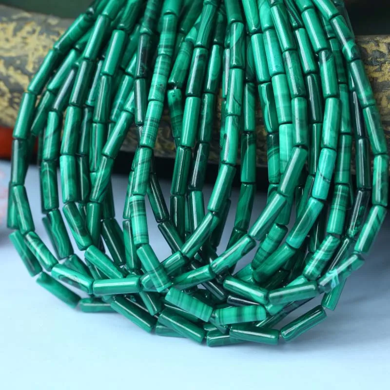 1 strands AA Natural Malachite Round Tube Beads 4x13mm/4X9mm/5X10mm/6X10mm/8X12mm