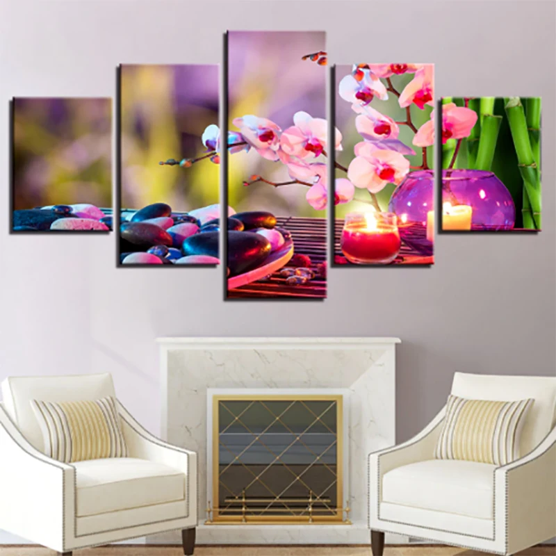 

Canvas Wall Art 5 Piece Modern Prints Sakura Plant Posters Pictures Home Room Modular Decor Living Room Decoration Paintings