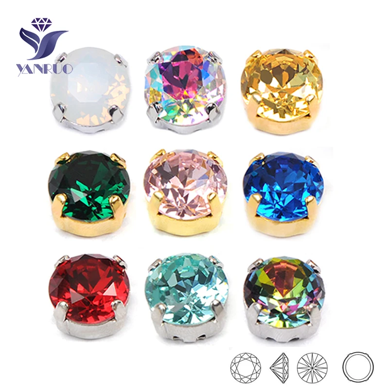 YANRUO 1357 Brilliant Cut K9 Crystal Sewing Rhinestones Sew On Stones With High Claw Setting Needlework Crystals Dresses