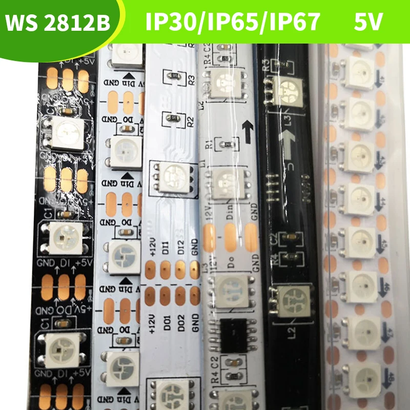 Full-color RGB WS2812B IC Smart LED Pixel Bar IP30/IP65/IP67 Waterproof and Individually Addressable WS2812 Magic Lights With 5V