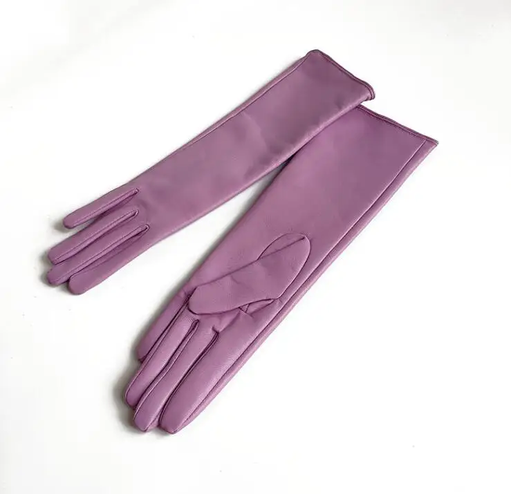 Women's natural sheepskin leather long glove lady's genuine leather touch screen driving glove 45cm R2302