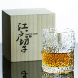 Limited Japanese Style Edo Whisky Glass  Master Hand Made Wine Lead Free Glass Japanese Whiskey Cup Ins Wooden Box Packing
