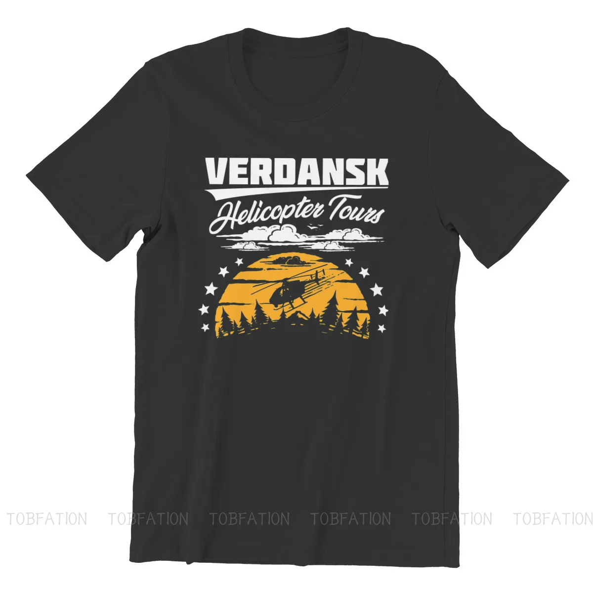 COD Black Ops Cold War Warzone Verdansk Helicopter Tours Classic T Shirt for Men Homme Crewneck Cotton New Tops Tshirt