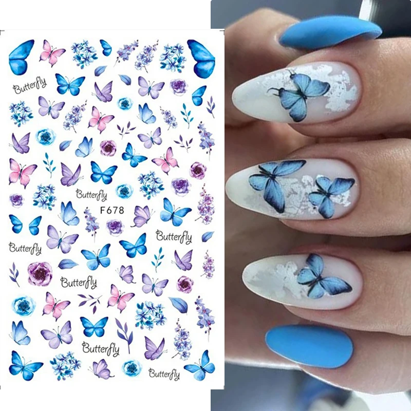 Black White Gold Butterfly 3D Nails Sticker Geometry Decals Flower DIY Decals Designs For Nail Art Manicures Decorations Salon