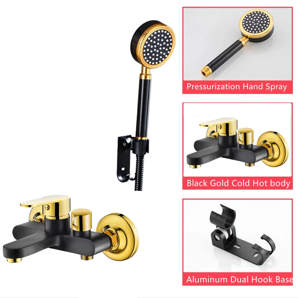 Wit/zwart messing douchekraan badkameraccessoires mengkraan badkuip douchekraan set wandmontage verstelbare handsproeier douche