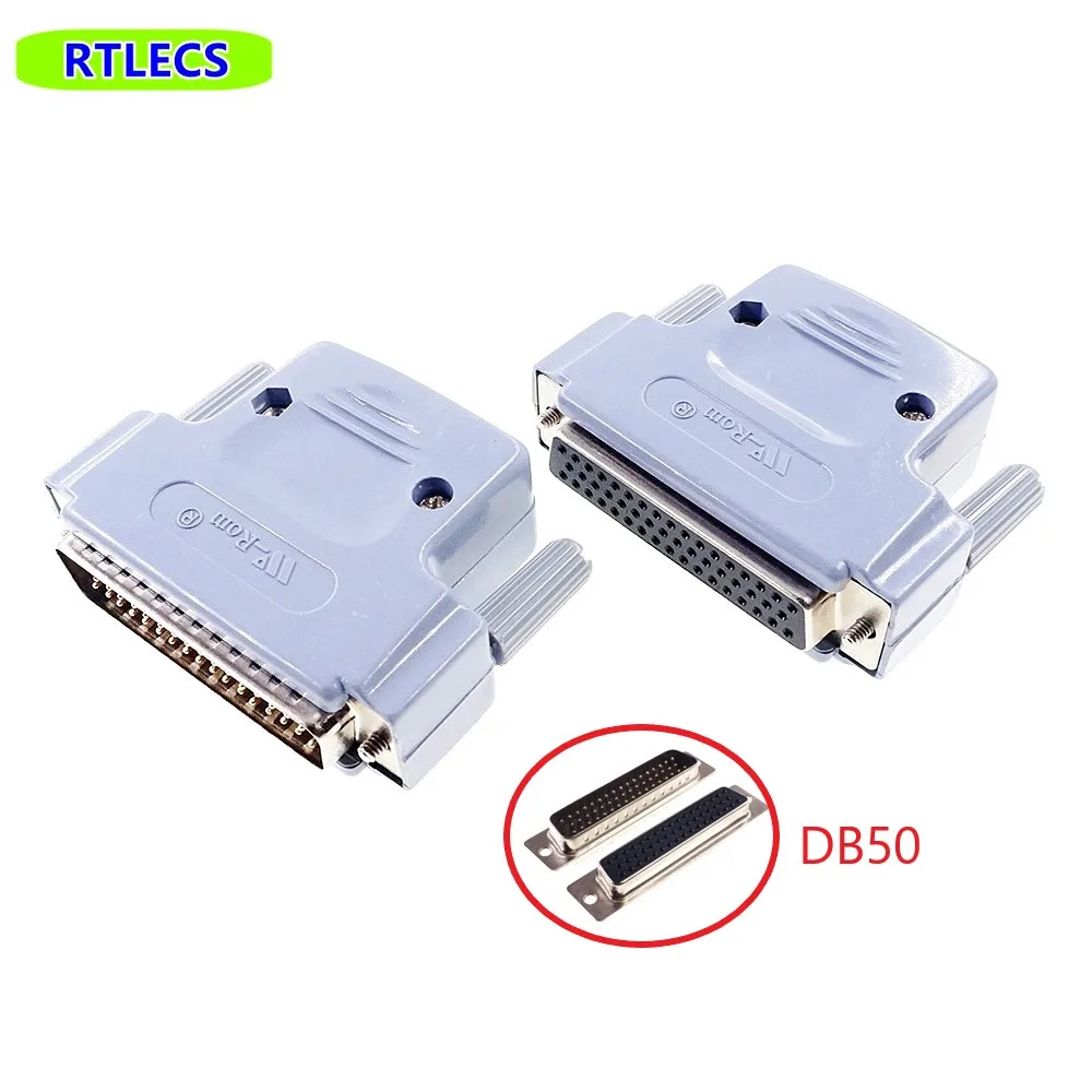 2 20 Pcs D-Sub Connector 50 Position 3 Rows Receptacle Socket Female Male Plug Wire Solder Type Industrial Level + Plastic Shell