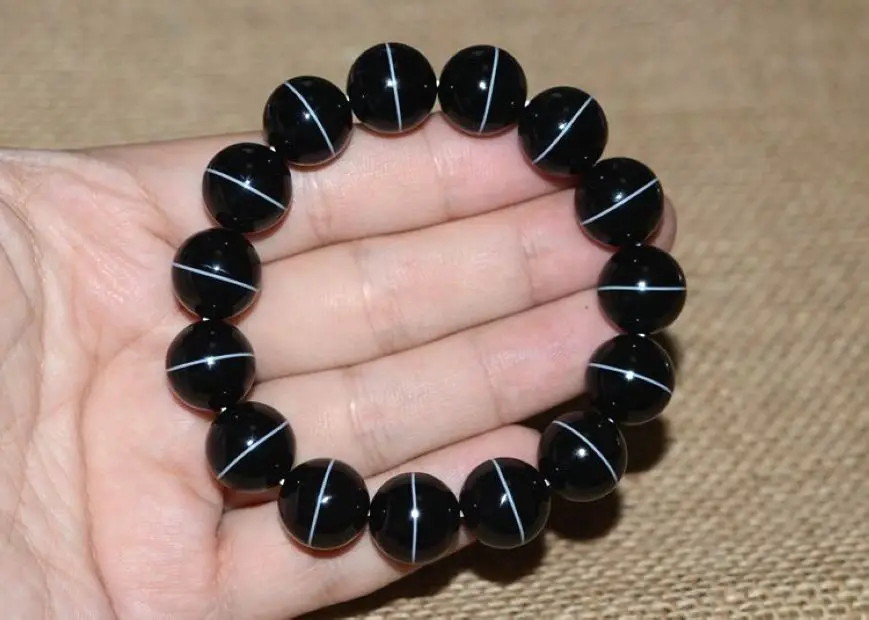 

14mm Nature Tibetan Bead Bangle thread chalcedony burnish Mala bead bracelet Amulet