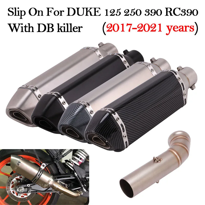 Slip On For DUKE125 250 390 DUKE RC390 2017 - 2021 Years 51MM Motorcycle Exhaust System Muffler Escape Modified Middle Link Pipe