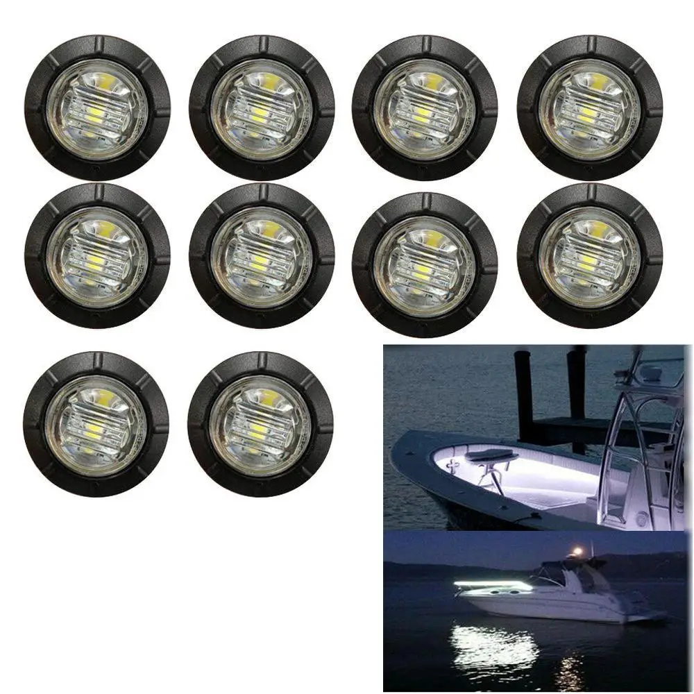 10x White/Green/Amber/Red/Blue LED Marine Boat Yacht Fishing Lamp Underwater Light Waterproof LED Floodlight