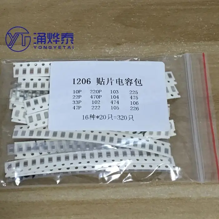 

Конденсатор TAI 1206 SMD, набор образцов, 16 значений * 20 шт. = 3 20 шт. 10 пф-22 мкФ