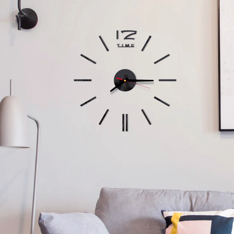 Diy Wall Clock Modern Design Acrylic Mirror Quartz Wall Clock Creative Kitchen Clock Gold Sliver Red Black Clock zegar scienny