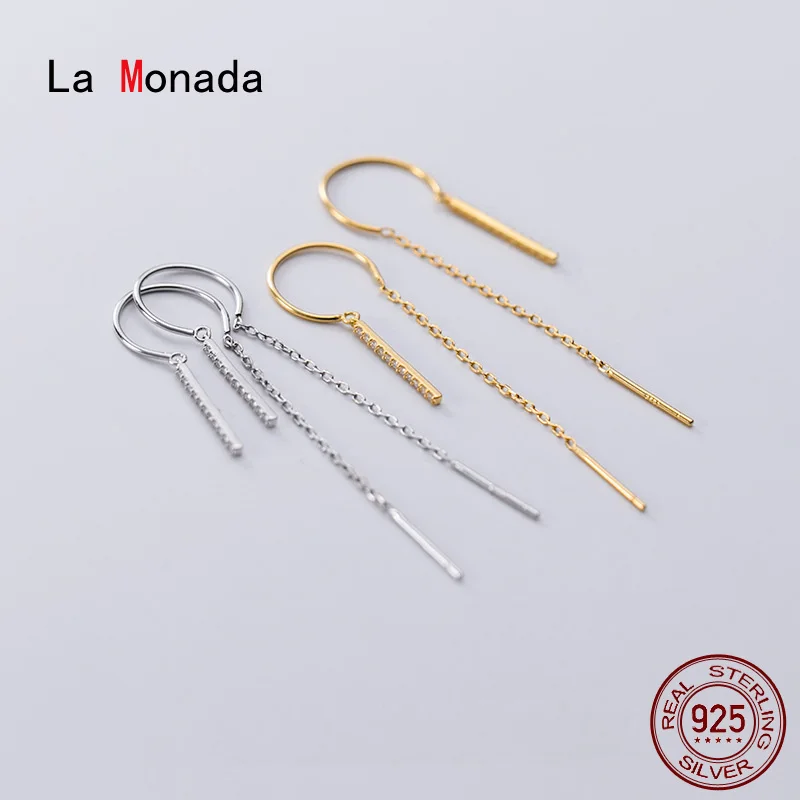 La Monada Dangling Hanging Earrings For Women Silver 925 Woman C Design Long Korean Drop Earrings Minimalist Female Jewelry