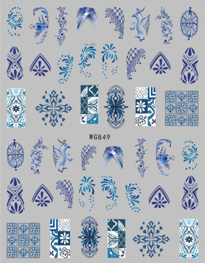 Retro-Blau-Weiß-Porzellan-Design 3D-Nagelaufkleber, Selbstklebende Slider-Aufkleber, Maniküre-Tipps, DIY-Zubehör, 1 Stück – Detail 7