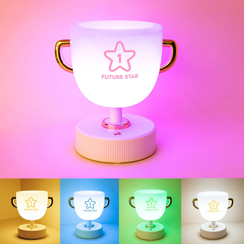 Portalápices de luz nocturna LED, lámpara de noche con carga USB, protección ocular para dormitorio, niños, estudiantes, lámpara de mesa, luz amarilla/colorida