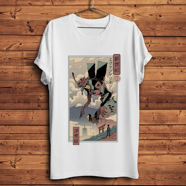 日本ヴィンテージ浮世絵スタイルeva evaおかしいアニメtシャツオムマンガ半袖tシャツ男性tシャツユニセックスストリート - AliExpress  200000343