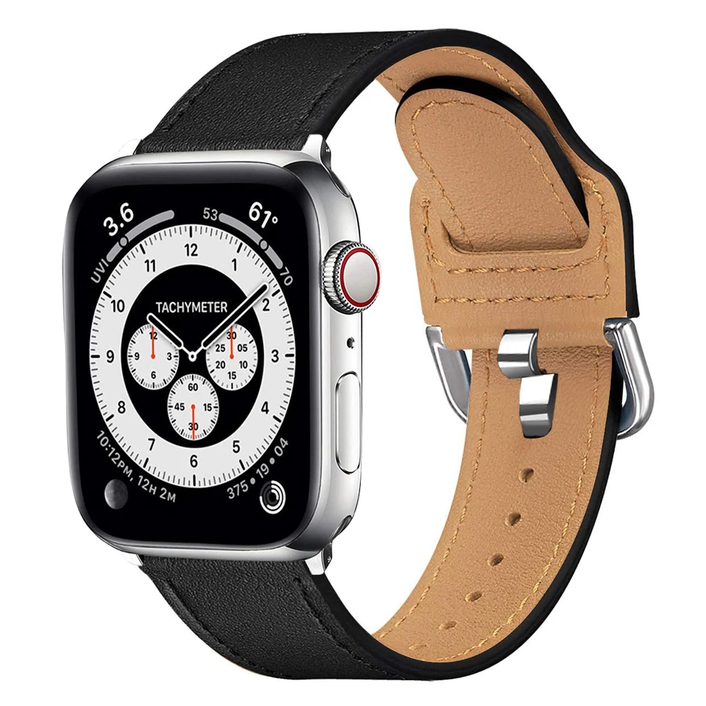 

Correa for apple watch band 44mm 40mm Leather strap Men Women for iWatch se series 6 5 4 3 42mm 38mm wristband black brown belt