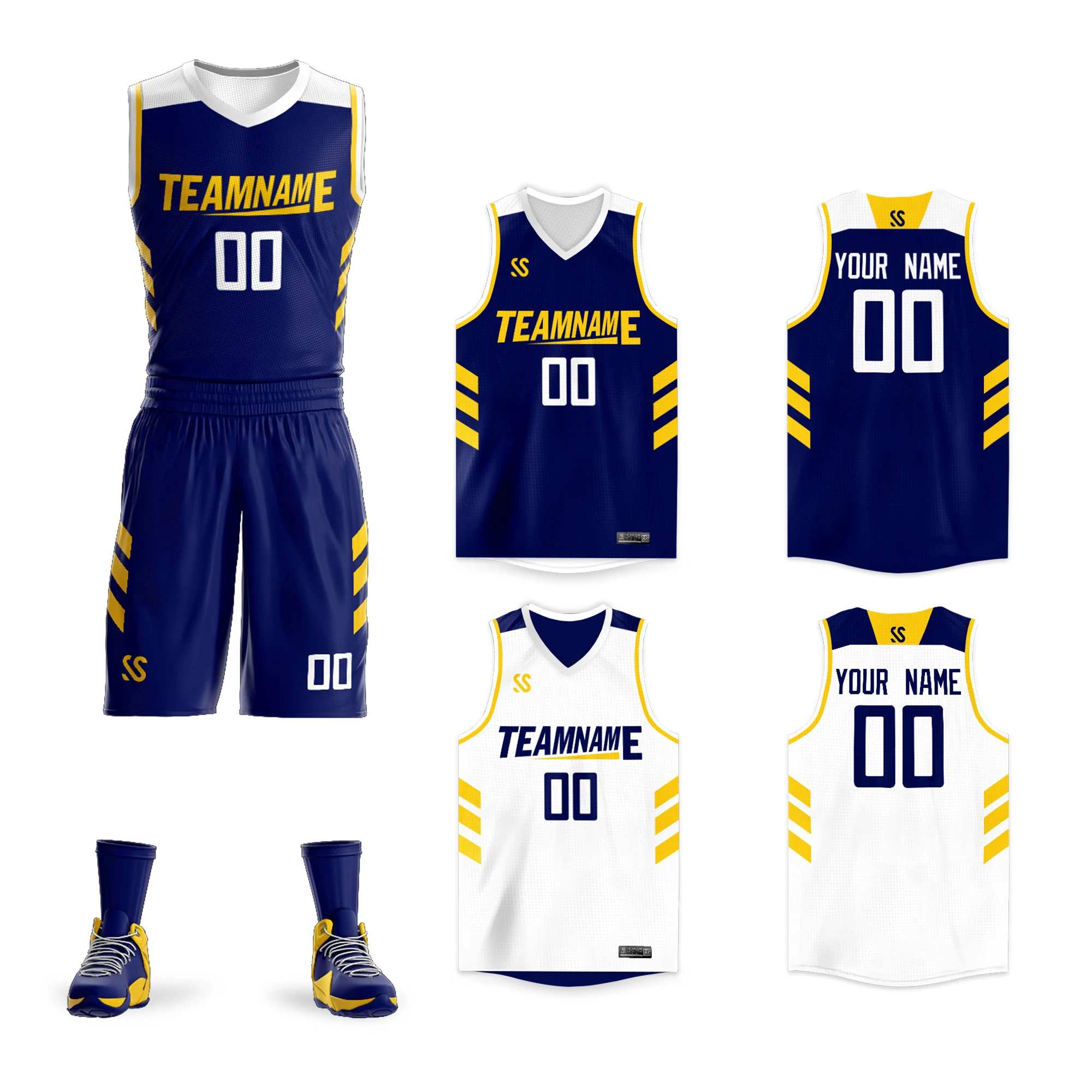 Custom Basketball Fans Sports Set Sleeve Jerseys for Men Double Sided Printed Your Team Name and Number