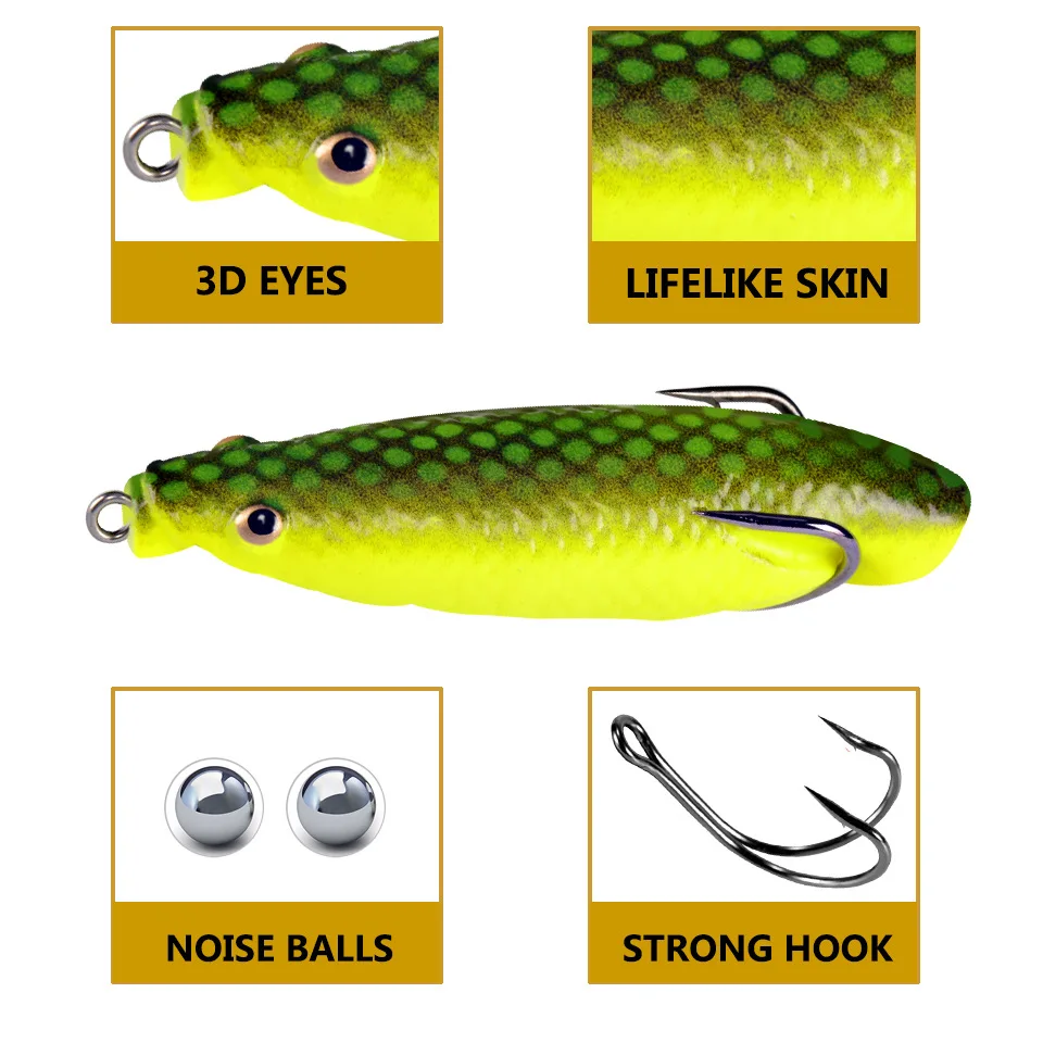 Señuelo rana silicona artificial – Wobbler Crankbait para arrastre - imagen 4