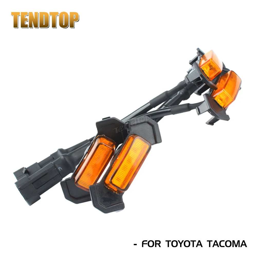 4Pcs LED Grille Lights Amber Yellow Front Bumper Lamp Indicator Smoke Lens For Tacoma TRD PRO 2016-2023