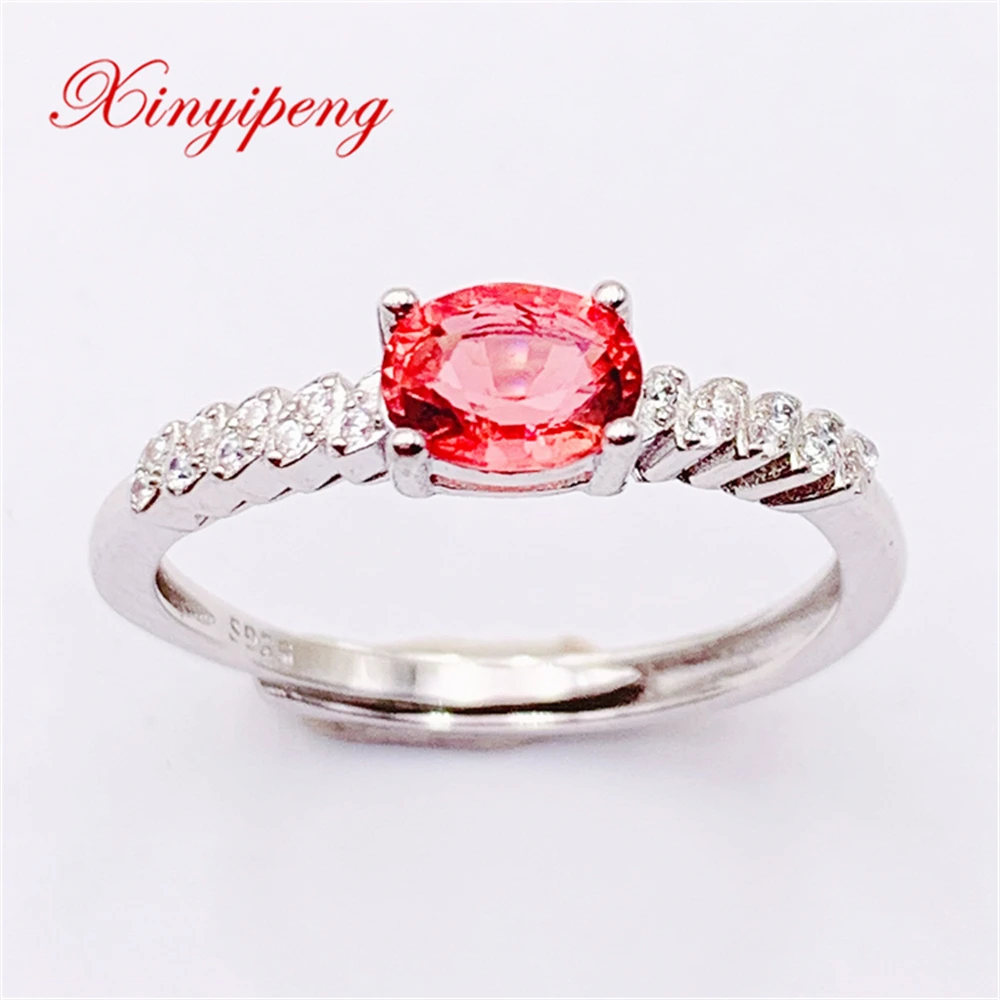 

Xin Yipeng Gem Jewelry Real S925 Sterling Silver Inlaid Natural Tourmaline Rings Fine Anniversary Gift Free Shipping For Women