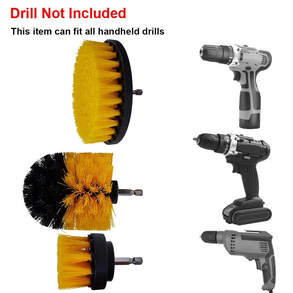 10Pcs/Set Electric Drill Brushes Polish Pad Brush For Screwdriver Car Tire Wheel Rim Cleaning Brush Set Car Cleaning Tools