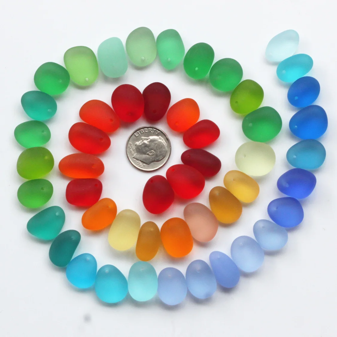 10 Pieces Top Drilled Sea Glass Beads/Beach Glass Beads for Jewelry Making ,Big Size(12-15mm Length))