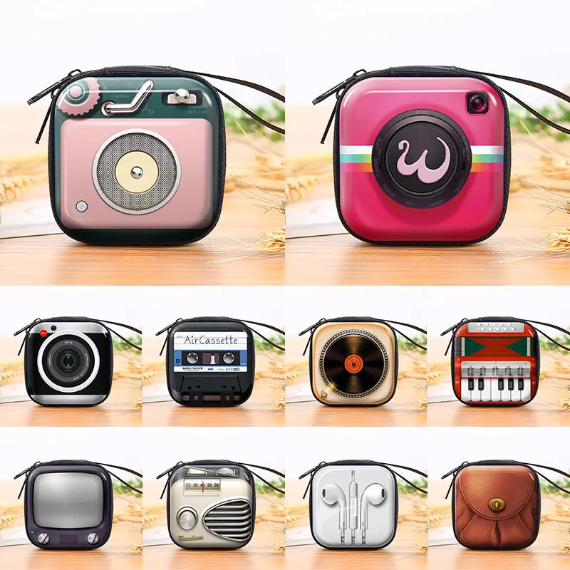 Creative Tinplate Coin Purse Earphone Storage Funny Pattern Bag camera Retro Record Tape Coin Purse Key Coin Coin Bag Coin Purse