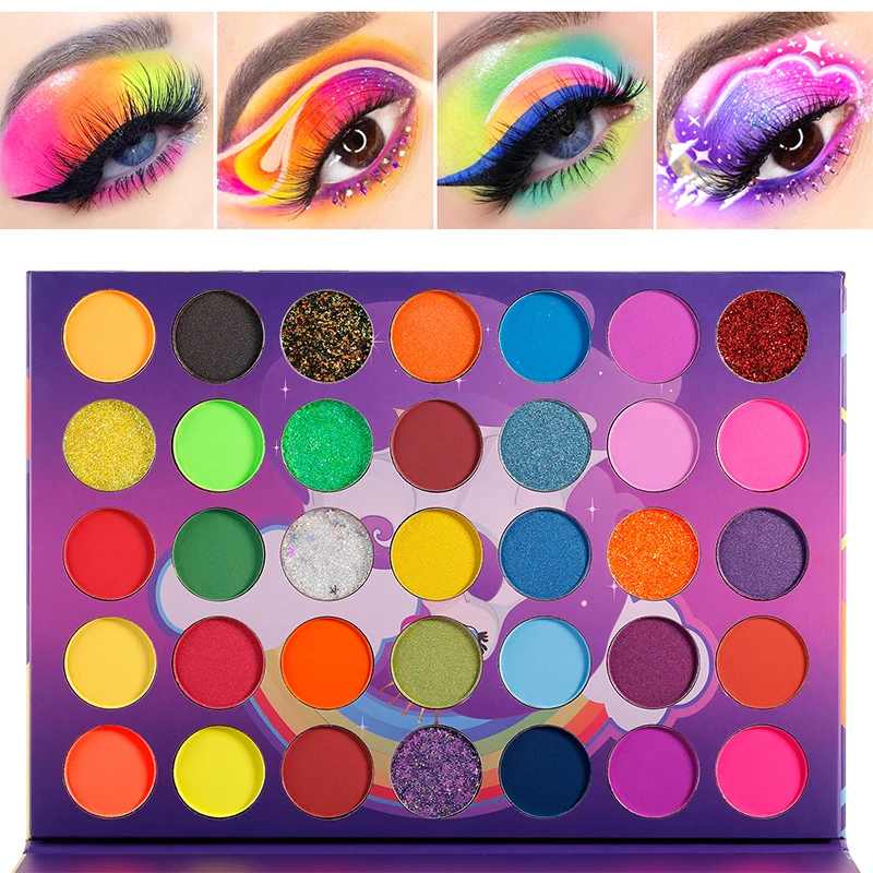 

Glow In The Dark Eyeshadow Palette Wholesale Private Label Eye Shadow Glitter Pigmented Cosmetics Colorful Bright Neon Makeup