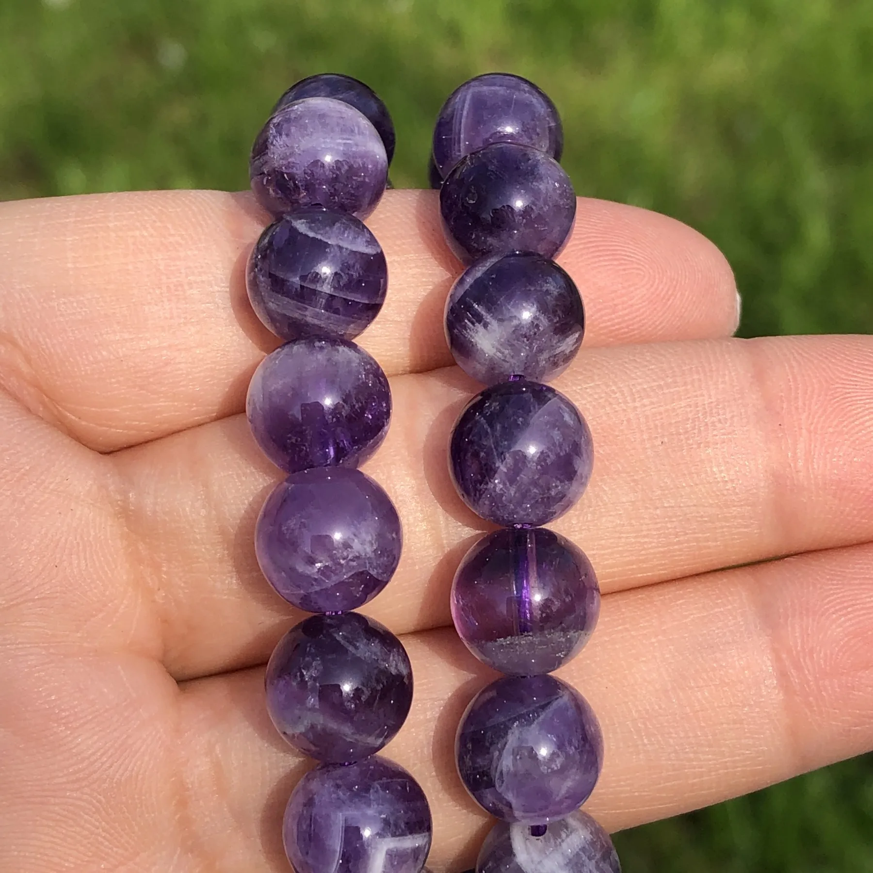 Imagen 5: Cuentas de amatistas y cristales morados de ensueño de piedra Natural, cuentas espaciadoras sueltas redondas para fabricación de joyería, pulsera DIY para mujer de 4/6/8/10/12mm