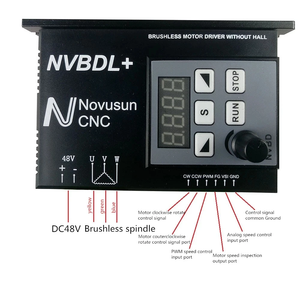 Imagem -04 - Nvbdh Mais Nvbdl Mais Brushless dc Driver do Motor Controlador 400w Tela de Exibição Digital Cnc Fresadora Eixo