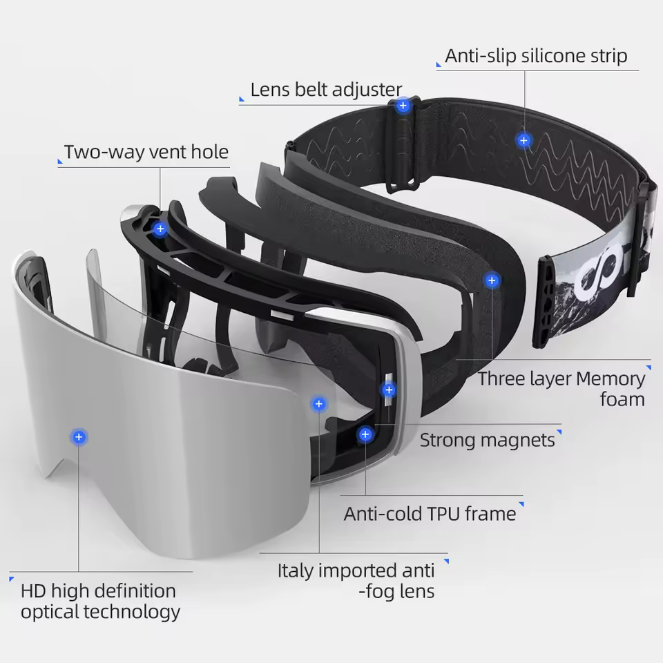 גוגלס COPOZZ Professional עם עדשות מגנטיות (כולל עדשה צהובה נוספת ונרתיק)