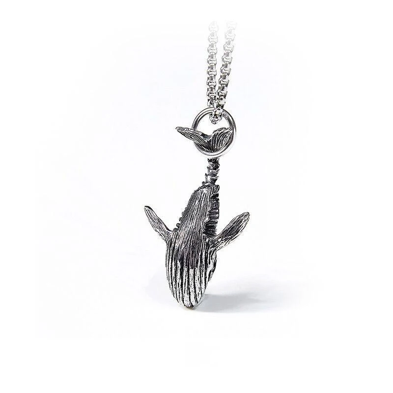 Charm Blue Whale Jumping Pendant Necklace Fashionable Men and Women Simple Necklace Sweater chain Accessories jewelry