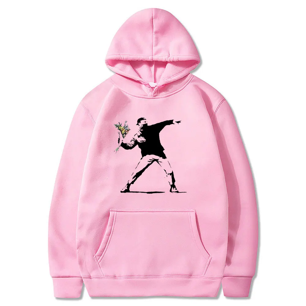 Grappige Mannen Bloem Thrower Banksy Panda Guns Urban Art Hoodies Vrouwen Unisex Hoodies Sweatshirt Hipster Harajuku Retro Hooded Hoody