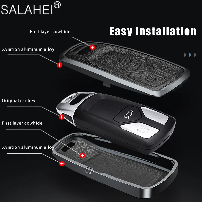 Car Key Cases Cover Shell Fob For Audi A4L A4 B9 Q5 Q7 TT TTS TFSI A5 S5 8S 2016 2017 2018 2019 2020 2021 Keychain Accessories