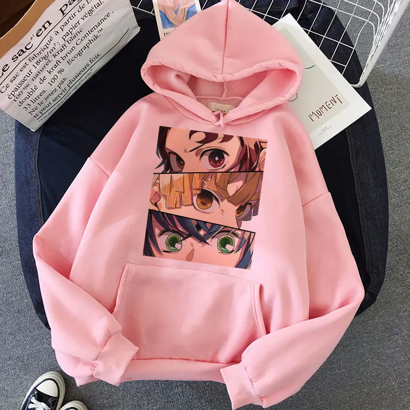 Demon Slayer Anime Tanjiro e Nezuko felpa con cappuccio donna felpa oversize coreana felpe con cappuccio Streetwear abbigliamento invernale femminile Harajuku