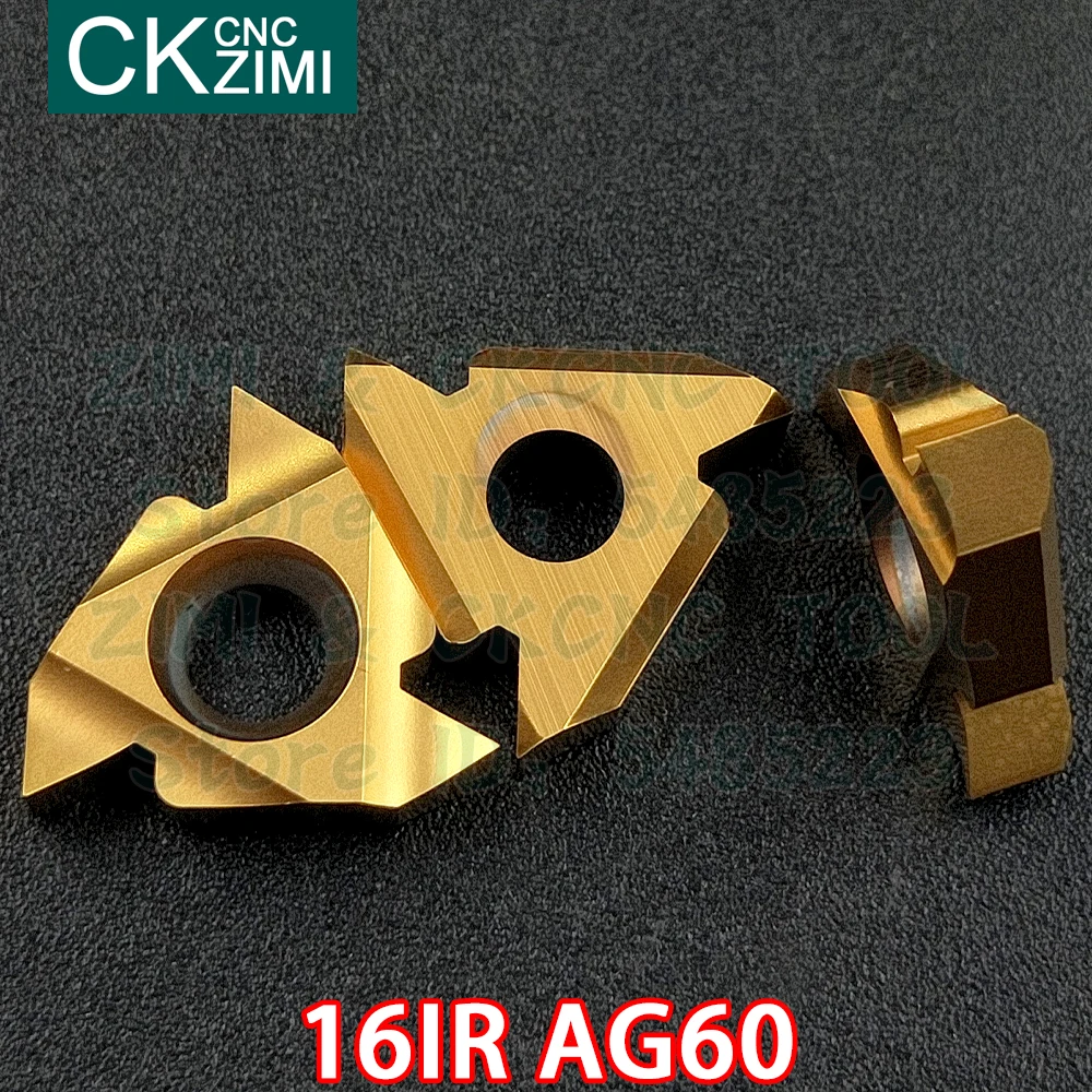 Herramientas de inserción de hilo externo, insertos de carburo AG60 16IR, roscado, CNC, torno de Metal, herramienta de corte, 16IR AG 60 para acero