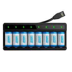 CR123A Batteries for Arlo Rechargeable, 3.7V 800mAh Lithium,Batteries with Smart USB 8-Slot Charger for Arlo Wireless Cameras