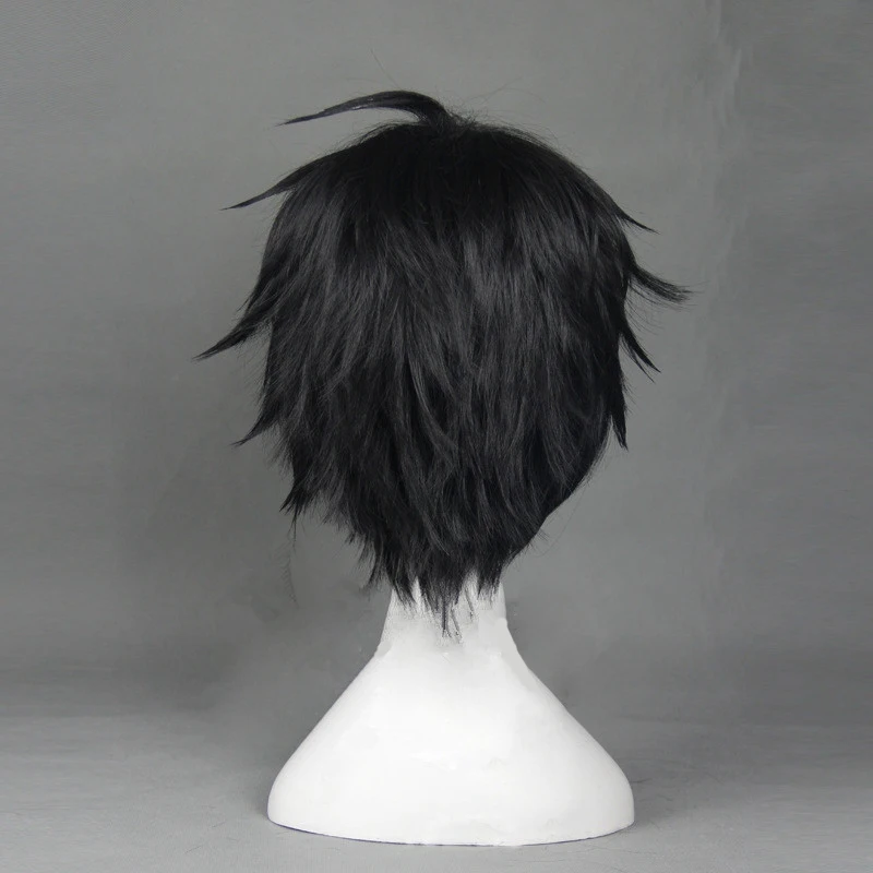 Perruque de Cosplay courte et lisse, 30cm, 11.81 pouces, avec bonnet