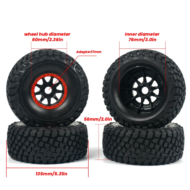 1/8 Mojave Short-Course Truck Tire Tires Wheel  FS Desert Truck Off-Road Buggy 17MM Adapter Wearable 336184 RC Model Car