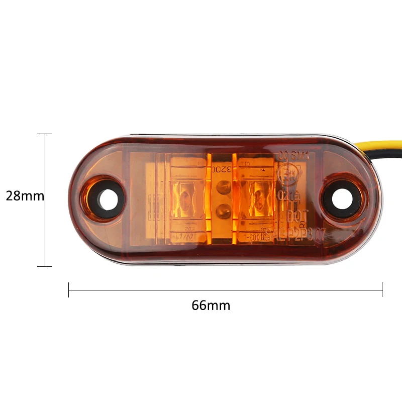 4PCS yellow LED 2.5INCH 2 Diode Light Oval Clearance Trailer Truck LED Side Marker Lamp 12V 24V Waterproof