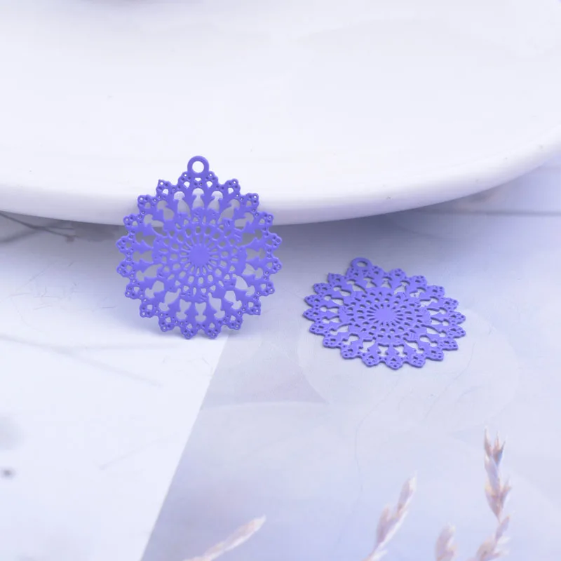 50pcs AC5404 20*22mm Anise Color Flower Charms Connector Blue-Gary  Purple and Coral-Color DIY Drop Earrings Jewelry