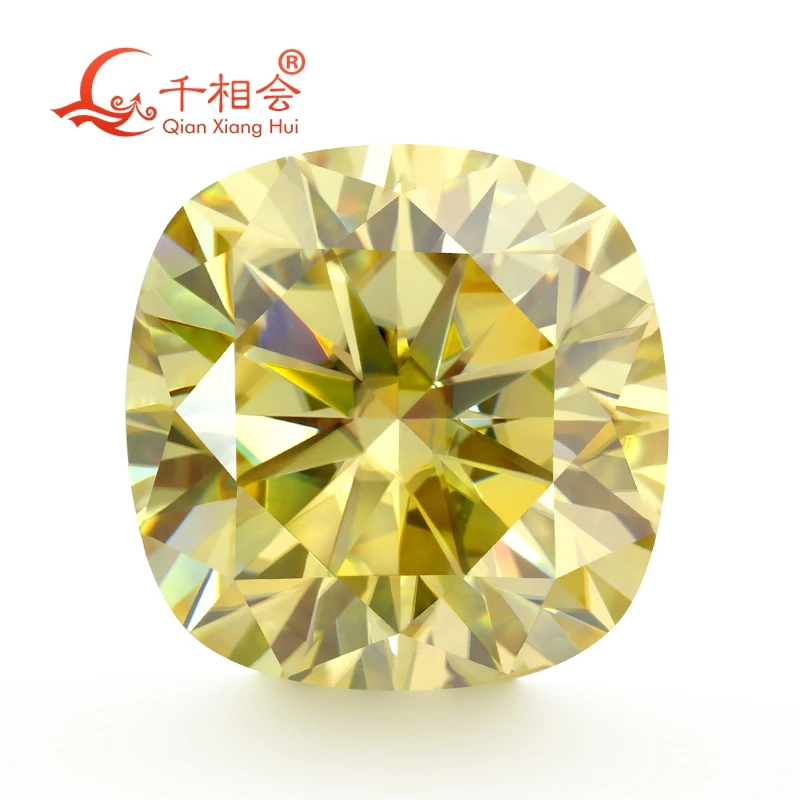 11mm- 15mm  vivid yellow color cushion shape diamond cut  l Moissanite  loose gems stone