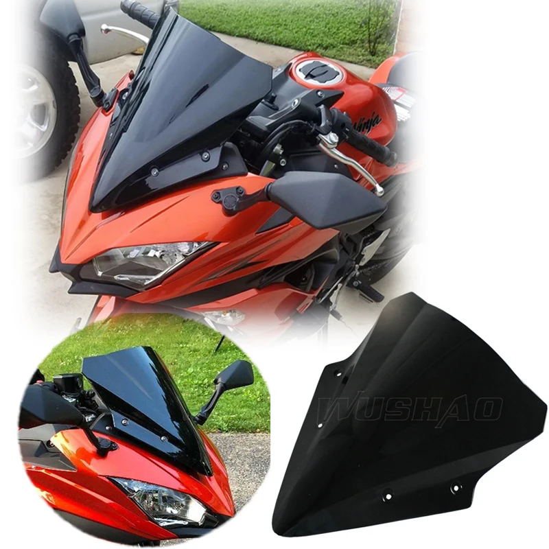 

Motorcycle Double Bubble Windshield WindScreen Screen For 2017 2018 2019 2020 Kawasaki Ninja 650 EX650 ER-6F ER6F NINJA650