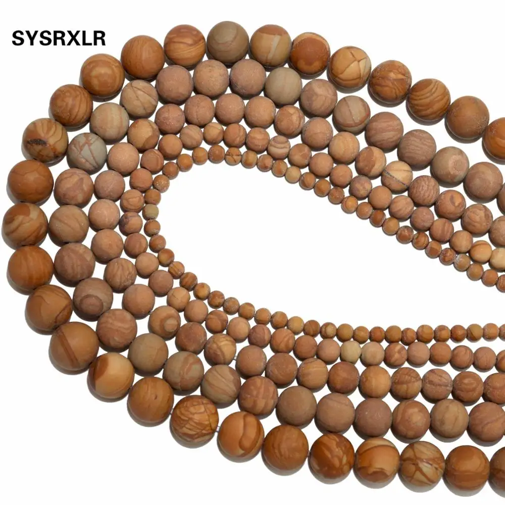 Wholesale Dull Polish Matte Natural Stone Wood Stripe Stone Round Beads For Jewelry Making Diy Bracelet Necklace 4/6/8/10/12 MM