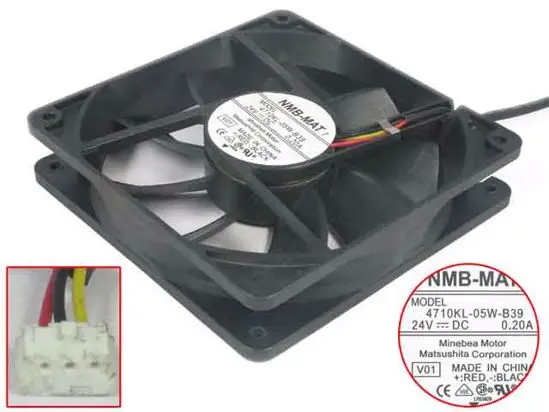 

NMB-MAT 4710KL-05W-B39 V01 DC 24V 0.20A 120x120x25mm Server Cooling Fan