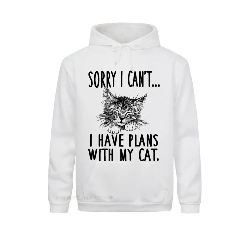 Sorry I Can't I Have Plans With My Cat Women Men Percent Cotton Sweater Claw Lover Kitten Pet Oversized