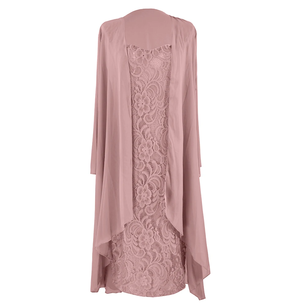 Mother of the Bride Dresses Elegant Pink Lace Pantsuit 2 Pieces Plus Size for Wedding Party Guest Gown with Jacket 2020